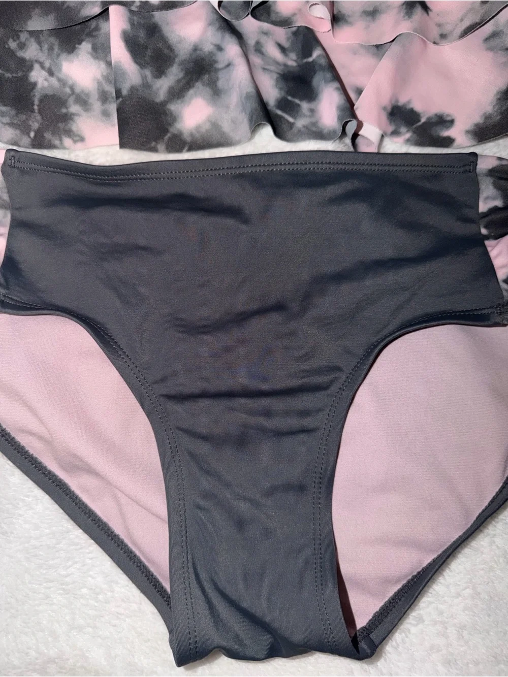 Justice Pink and Gray Ruffle Tankini with Glitter Trim size 20